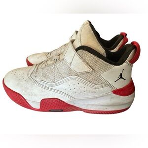 Air Jordan Flight White & Red Basketball Shoes 2Y NICE